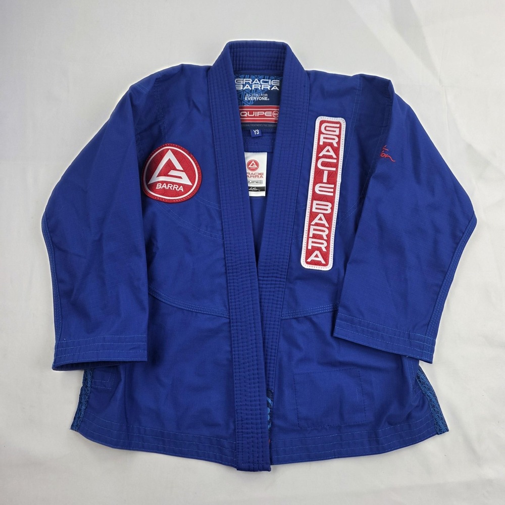Gracie Jiu-Jitsu Gracie Barra BJJ Gi Jacket Boys XS Y3 Blue Jiu Jitsu Uniform